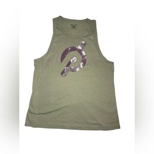 Peloton Olive Green Tank with Purple Tie-Dye Logo